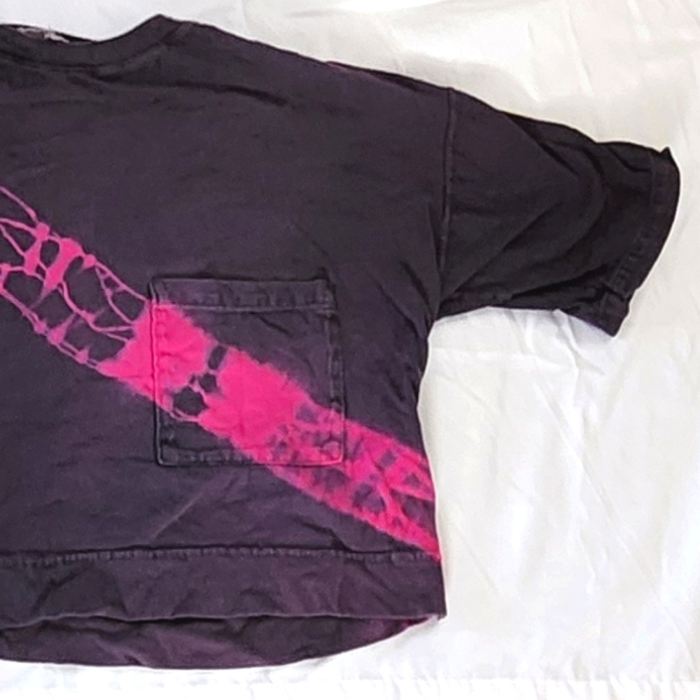 Purple and Pink Cropped Tee with Pocket